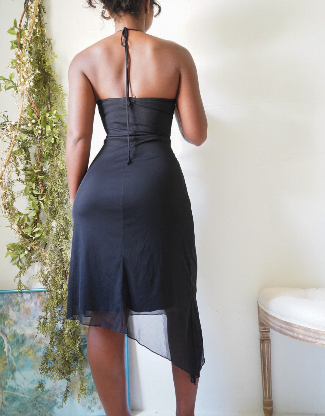 Y2K Staple Black Halter Dress