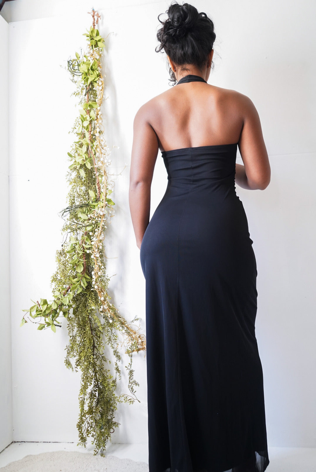 Y2K Halter Black Evening Dress