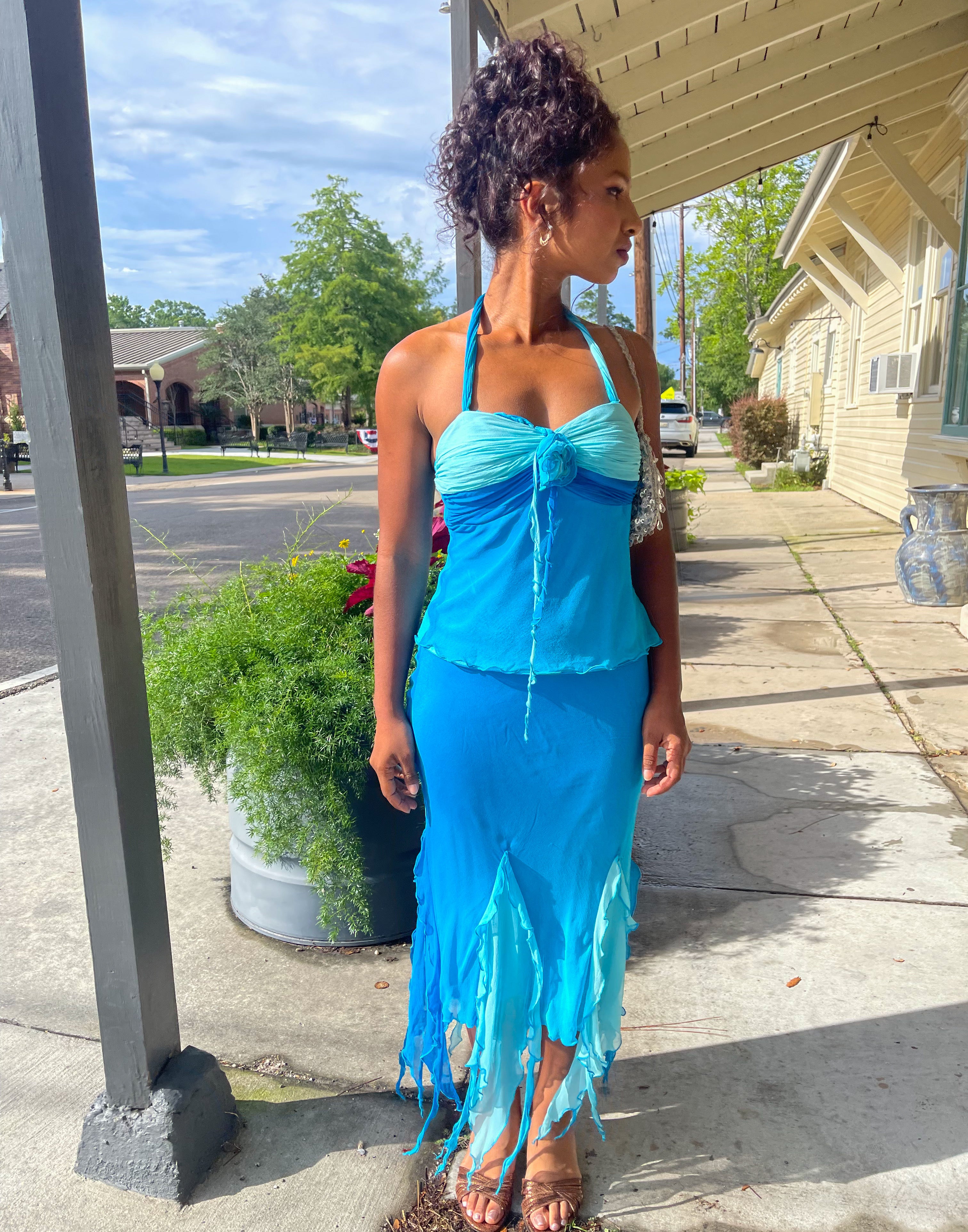 Rare Y2K Ombre Mermaid Silk 2 Piece Set