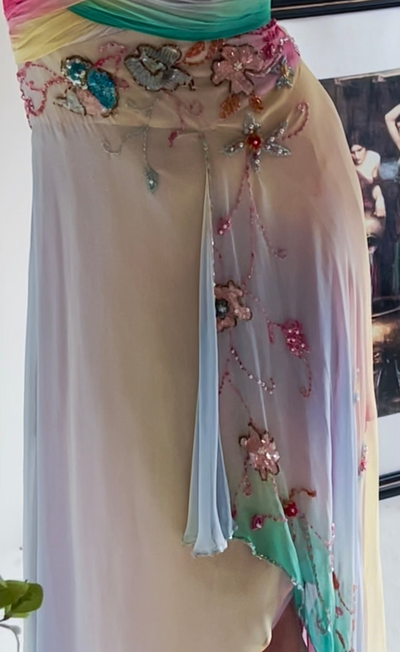 Rare Silk Cotton Candy Fairy Beaded Gown
