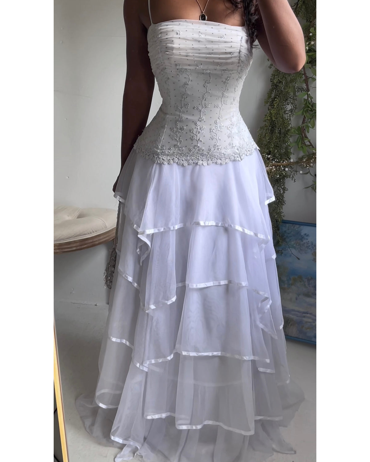 Rare Y2K White Tiered Skirt Fairy Gown