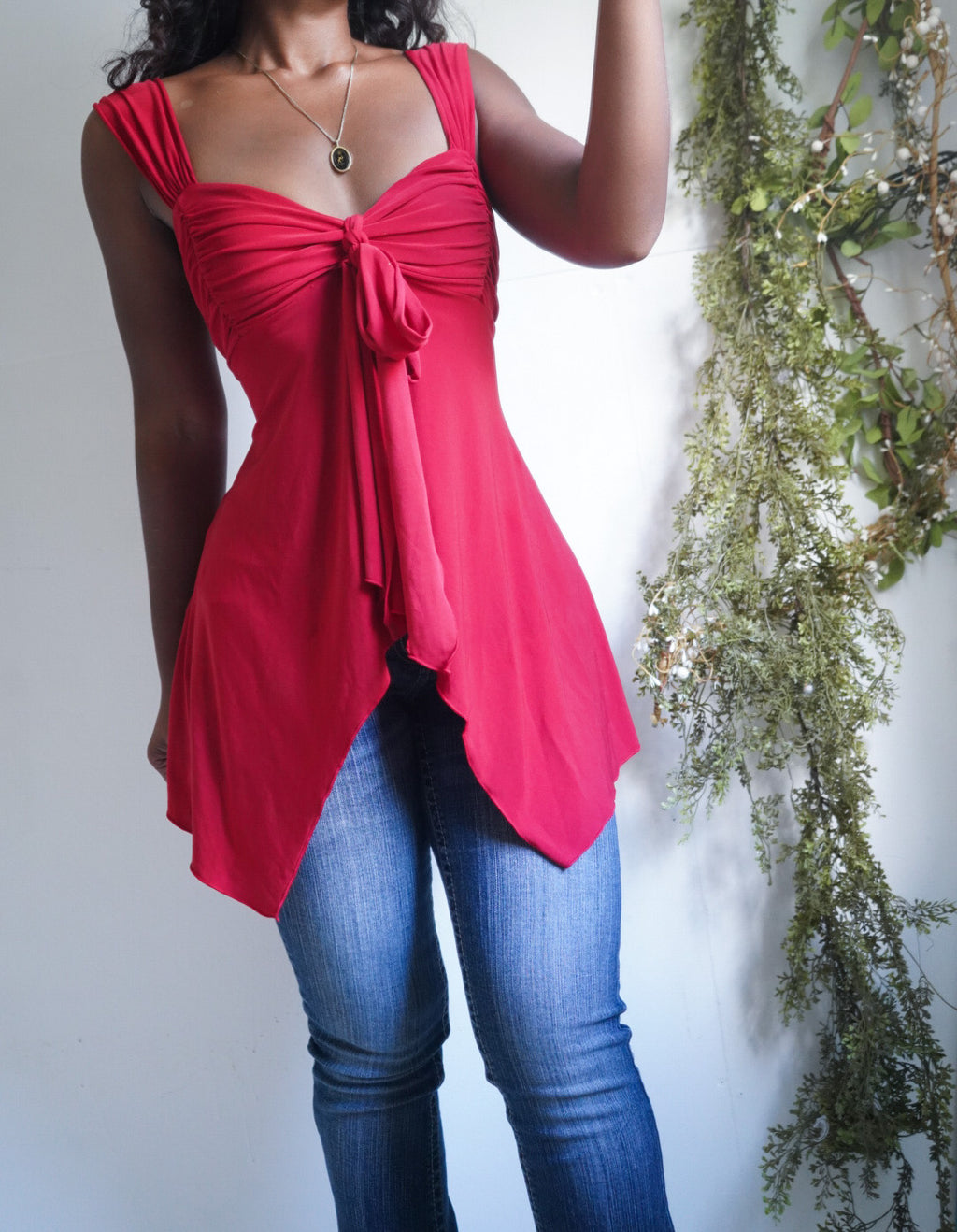 Y2K Bright Red Sweetheart Fairy Top