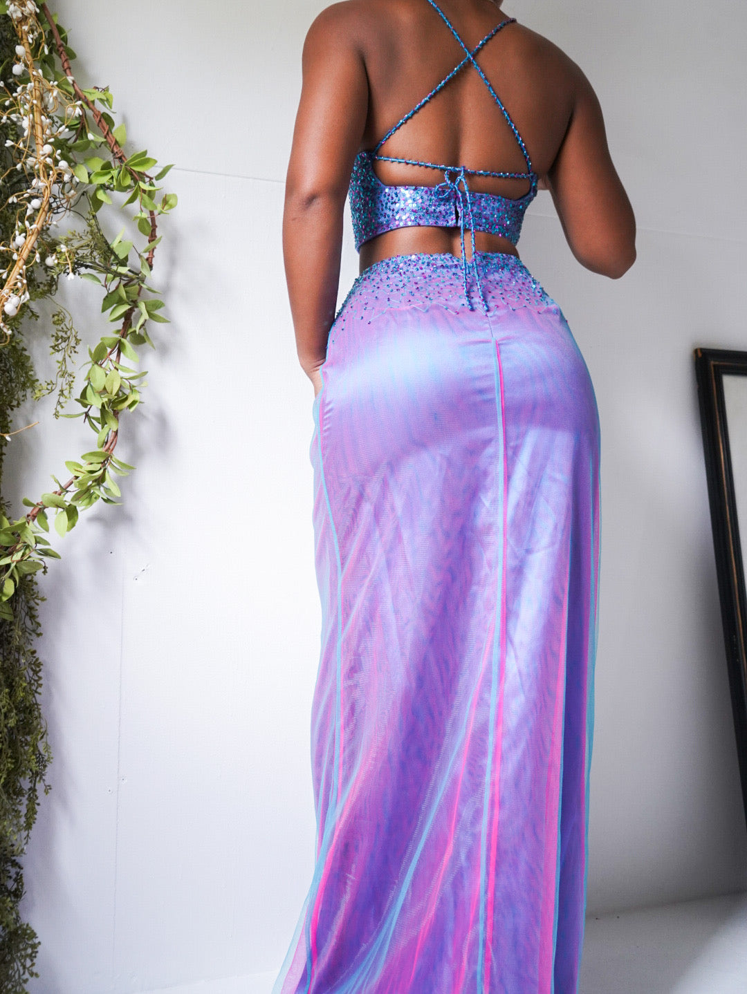 Vintage Y2K Purple Layered Iridescent 2 Piece Set