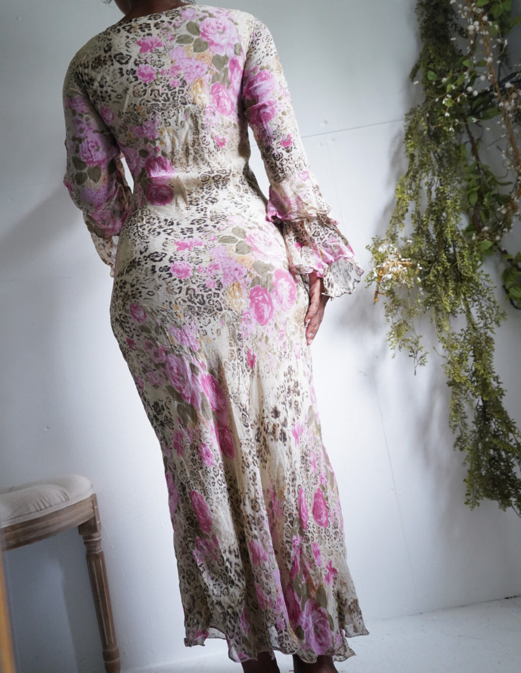 Y2K Animal Print Floral Ruffle Sleeve Dress