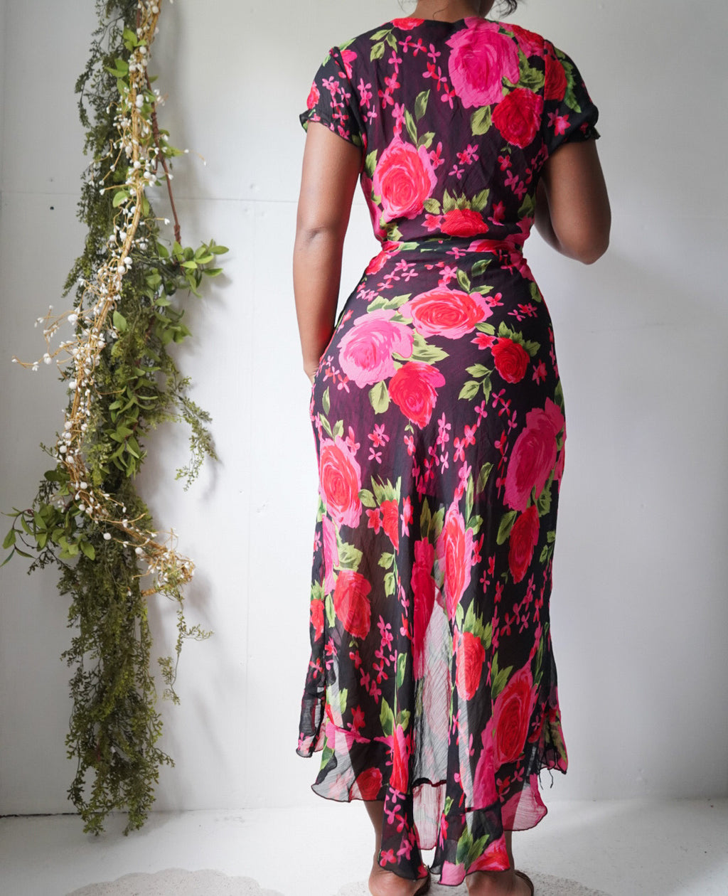 Y2K Floral Ruffle Hem Dress