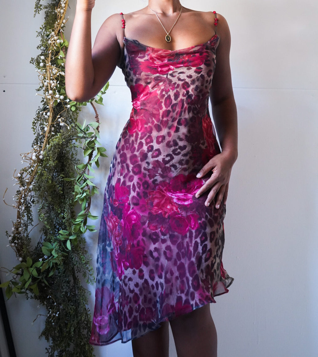 Rare Animal Floral Print Slip Dress