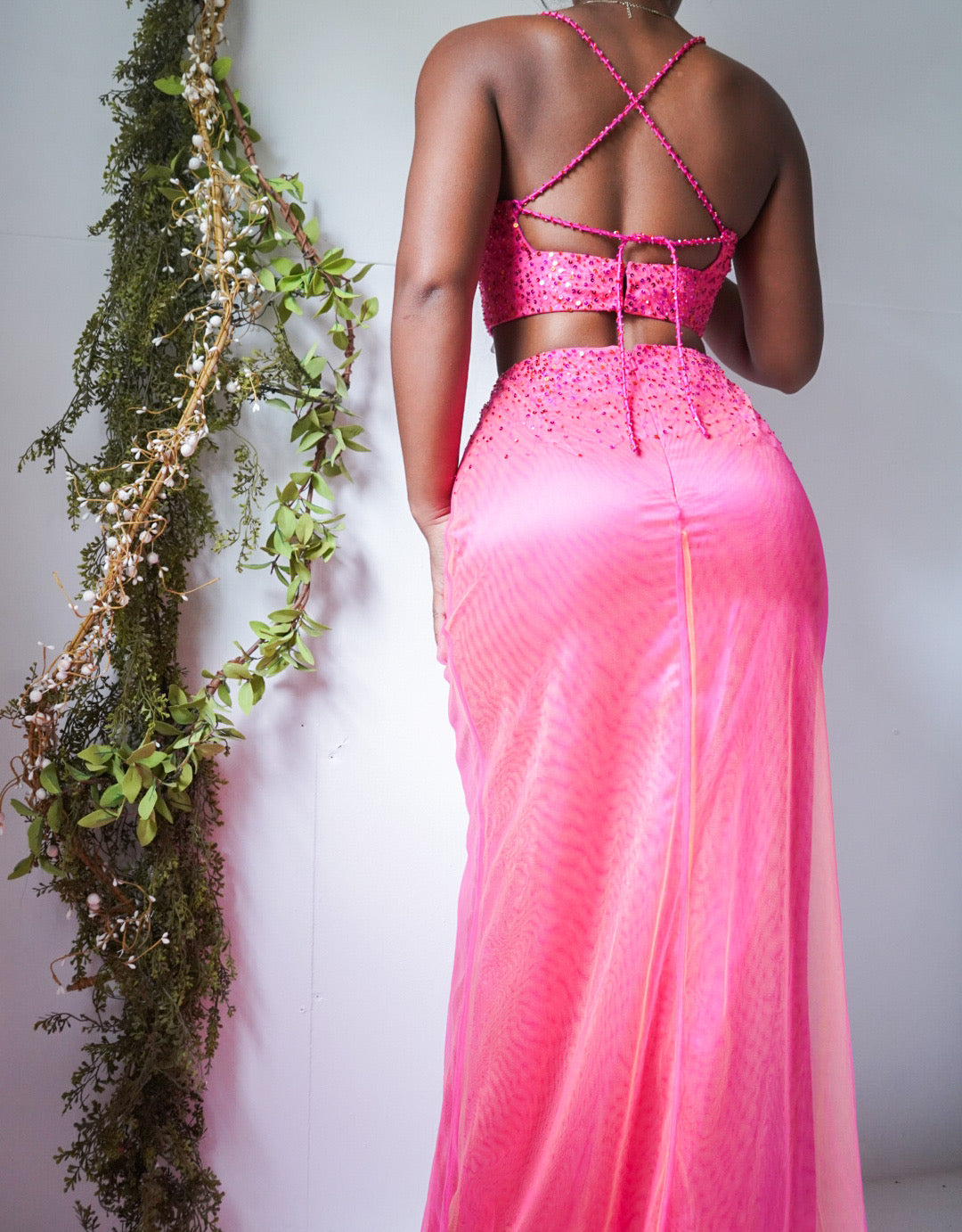 Rare Vintage Layered Bright Pink 2 Piece Set