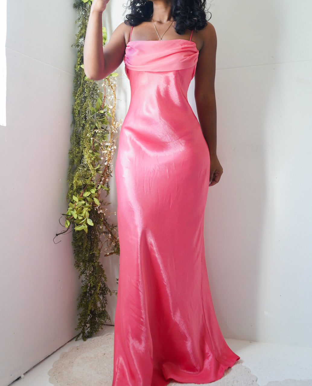 Y2K Coral Pink Satin Gown