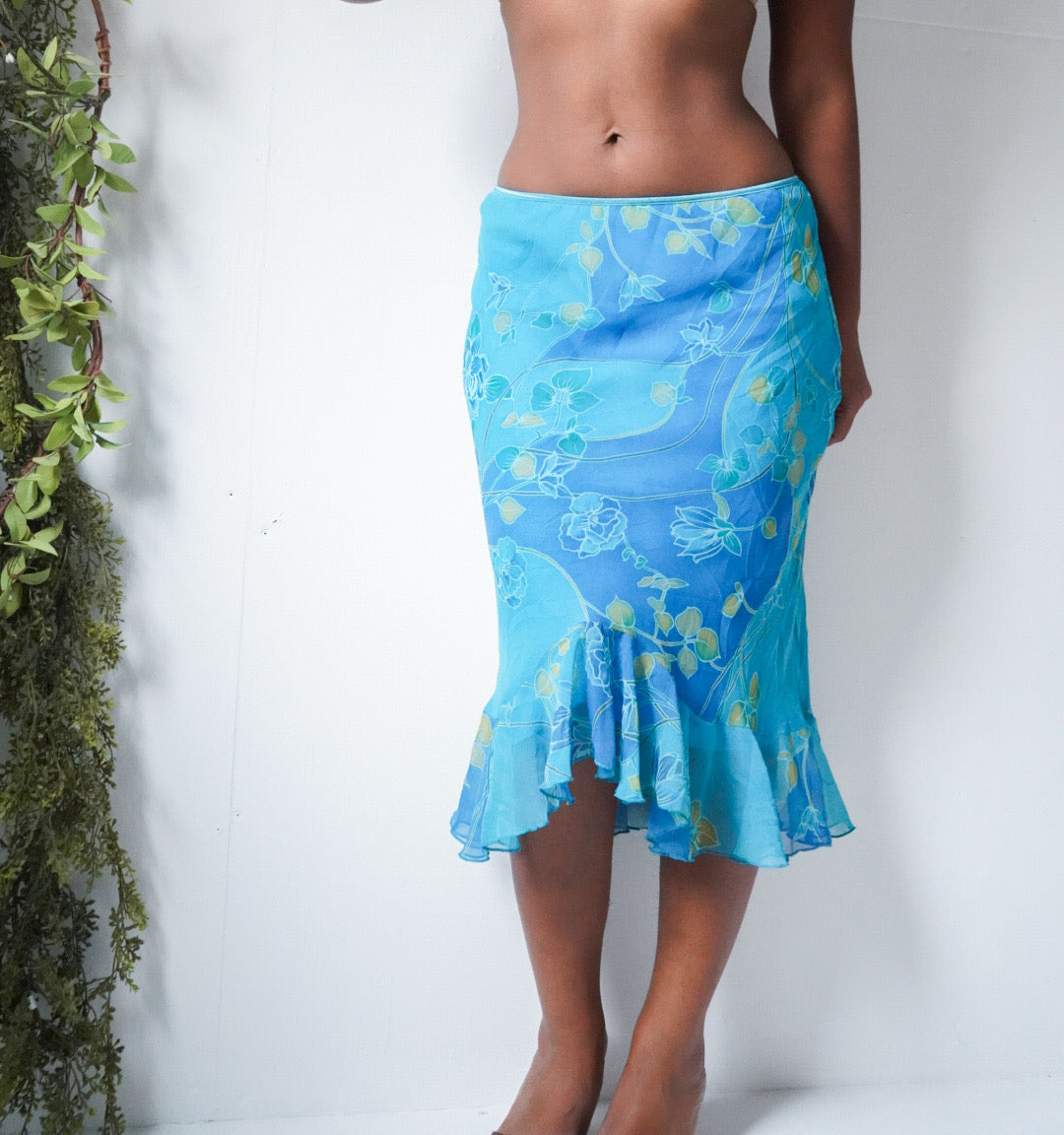 Turquoise Paisley Floral Skirt