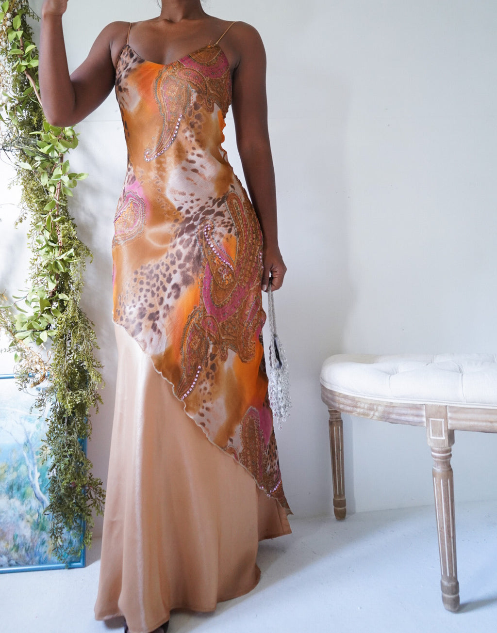 Y2K Layered Animal Paisley Print Gown
