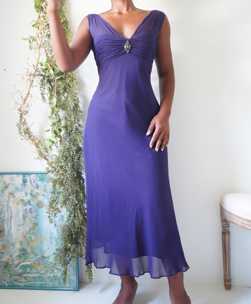 Y2K Silk Purple Evening Dress