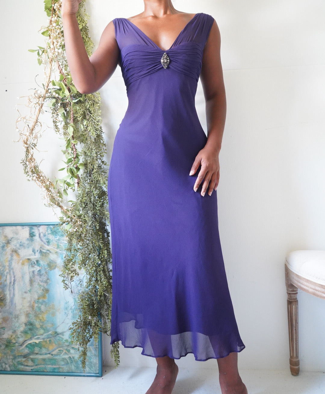 Y2K Silk Purple Evening Dress