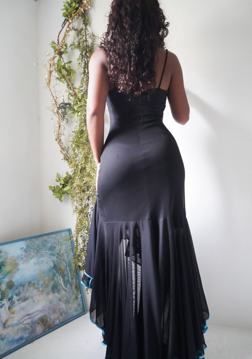 Y2K Black High Low Hem Dress