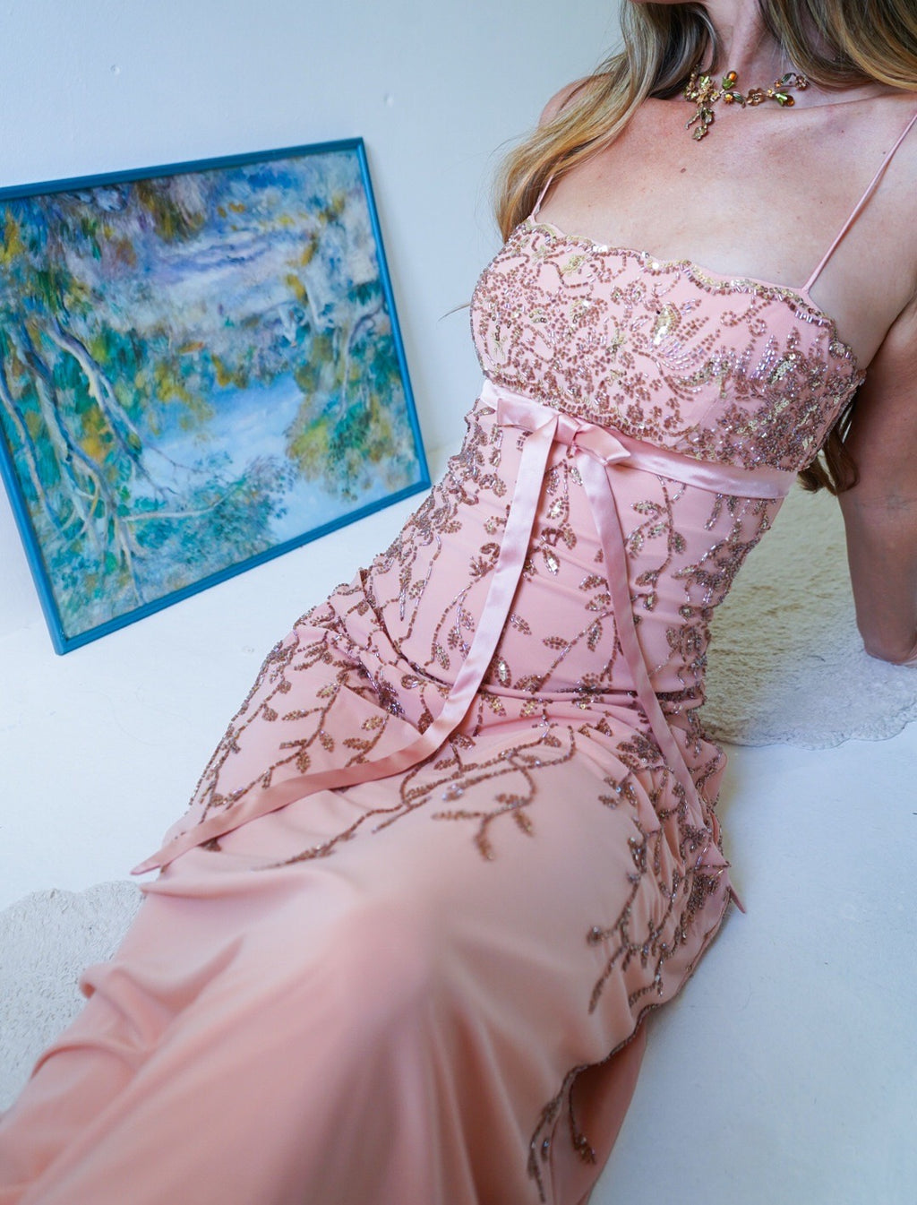 The Beaded Peachy Vine Gown (Pre-Order)