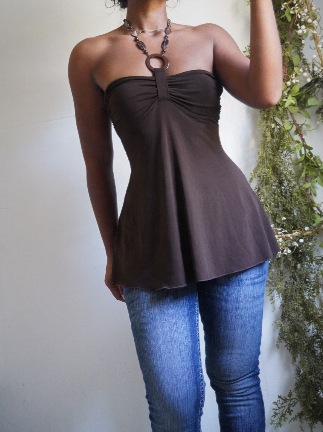 Y2K Strapless Halter Necklace Top