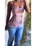 Y2K Silk Dusty Lavender Ruffle Layer Top