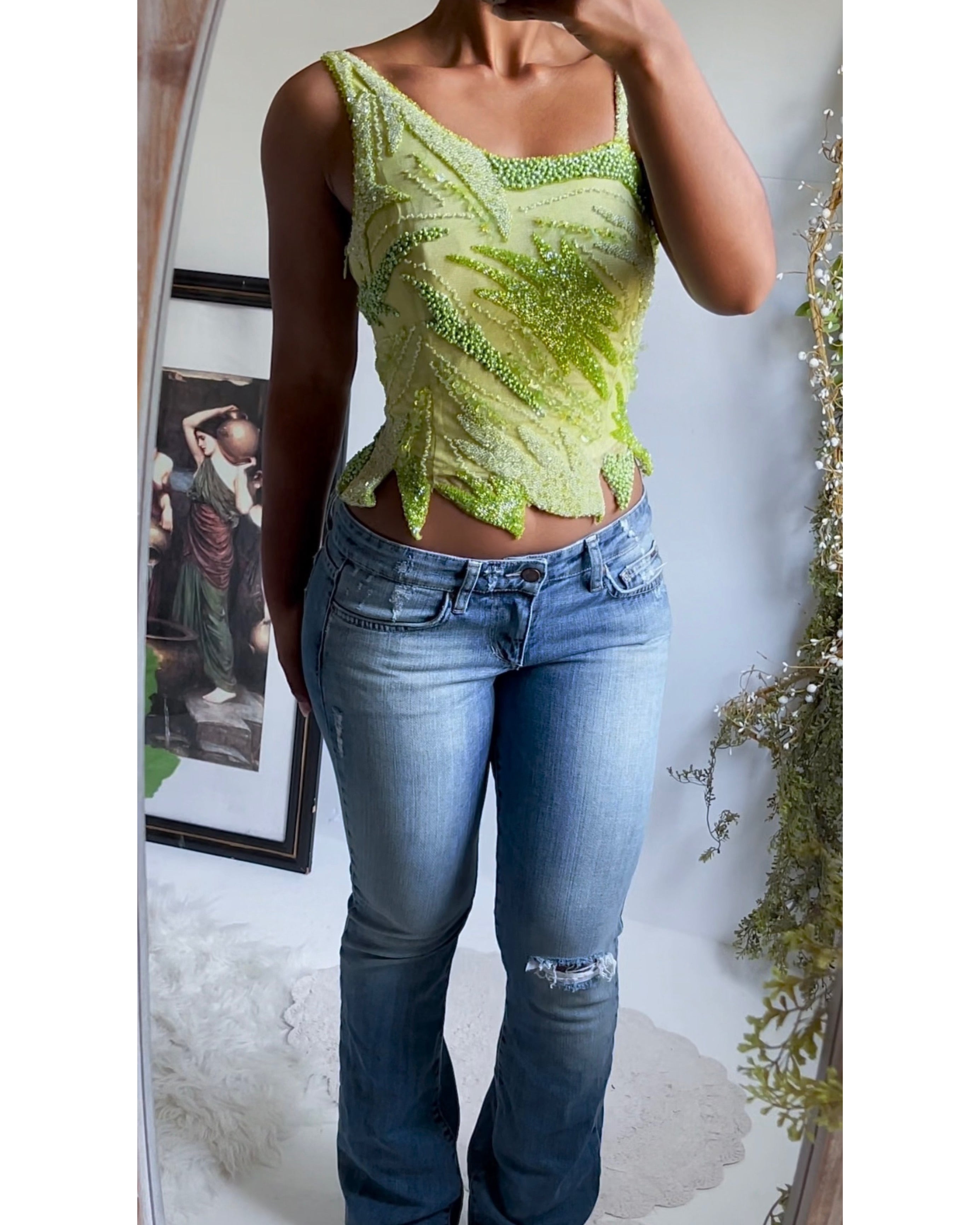 Rare Vintage Y2K Beaded Forest Fairy Top