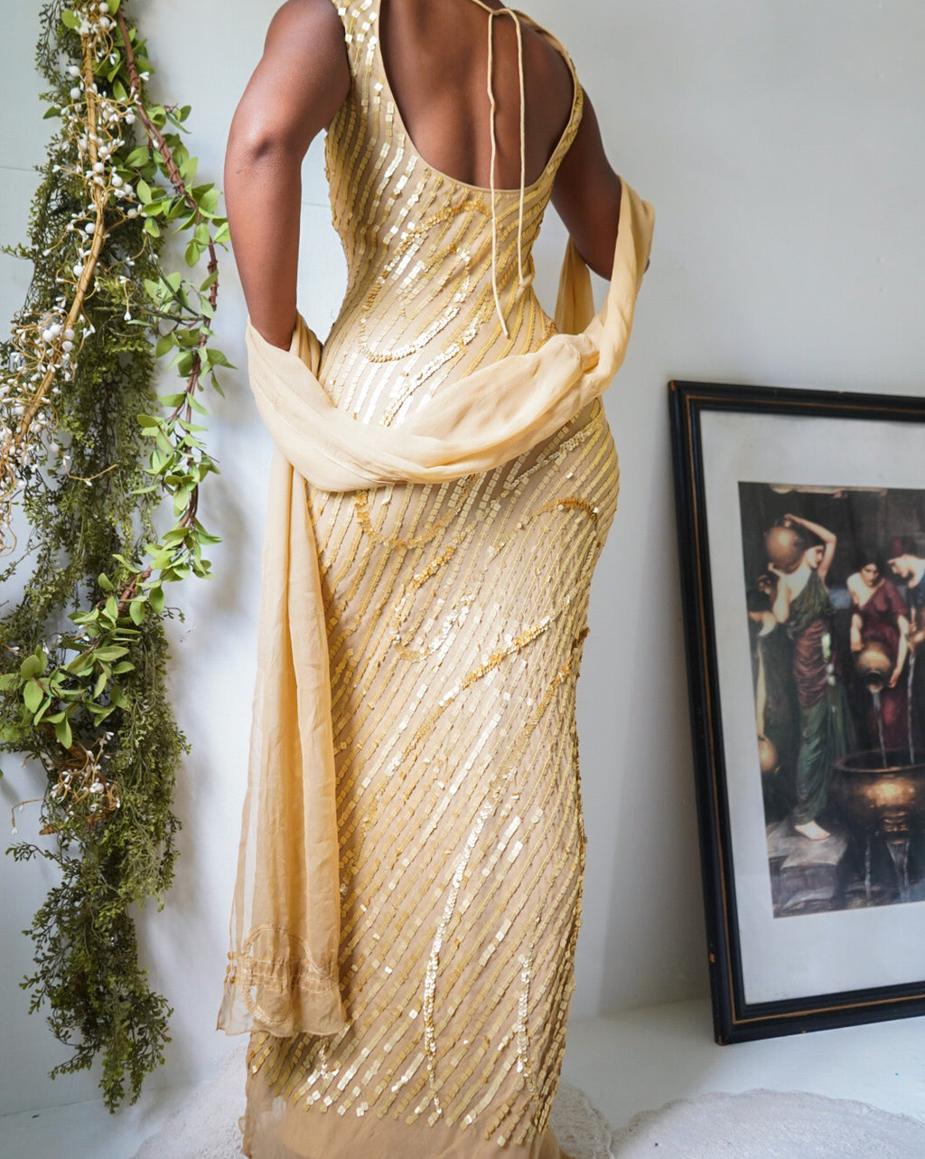 Rare Gold Sequin Silk Gown (US 4)
