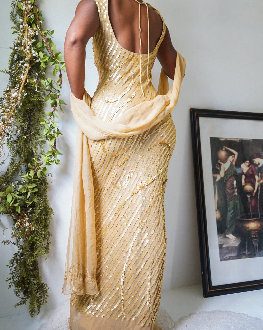 Rare Gold Sequin Silk Gown (US 4)