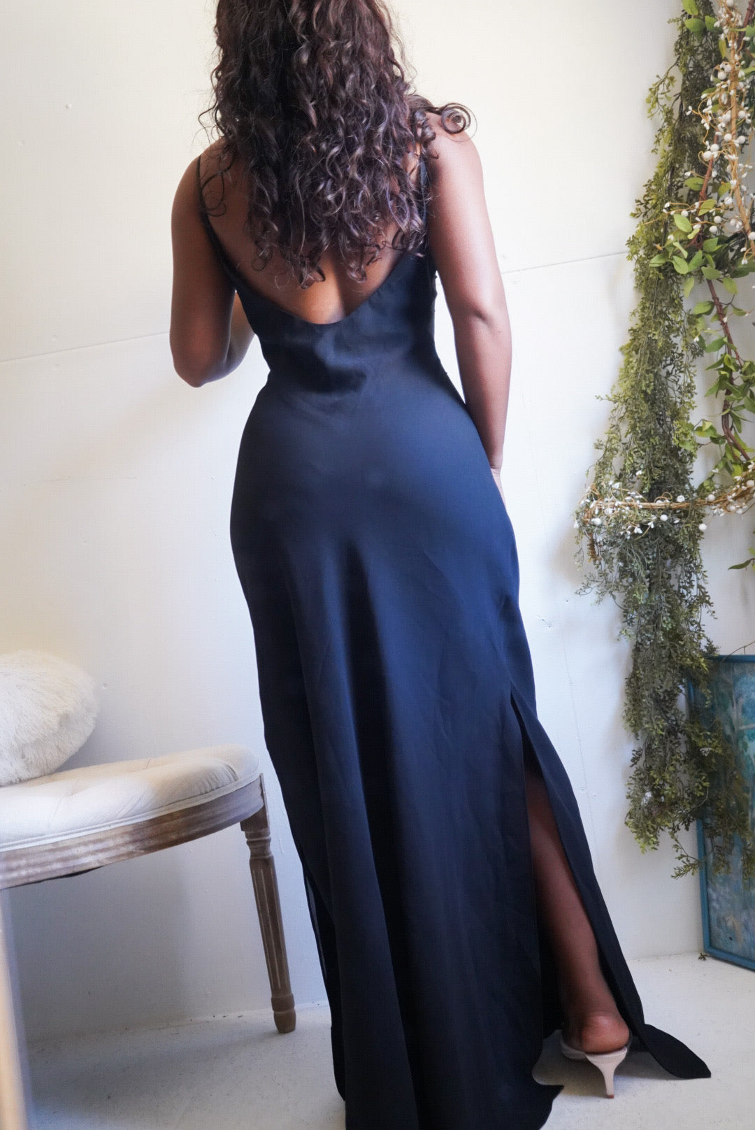 Y2K Embellished Detail Black Gown