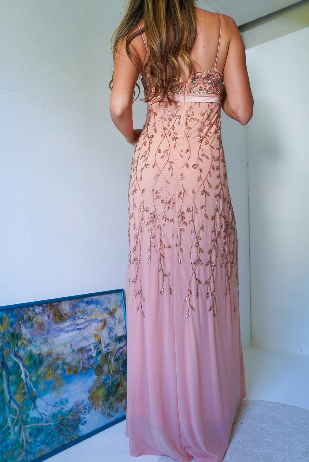 The Beaded Peachy Vine Gown (Pre-Order)