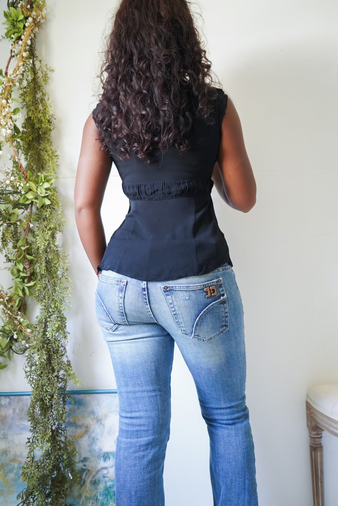 Y2K Staple Black Silk Top