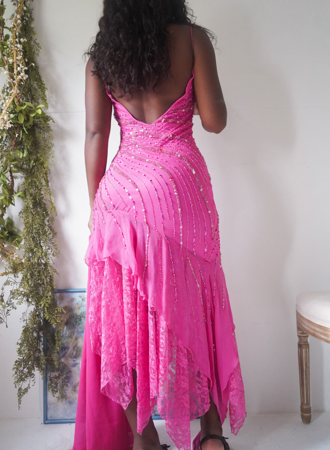 Rare Vintage Y2K Pink Beaded Silk and Lace Dress – Masha&Jlynn