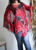 Y2K Silk Printed Poncho Top