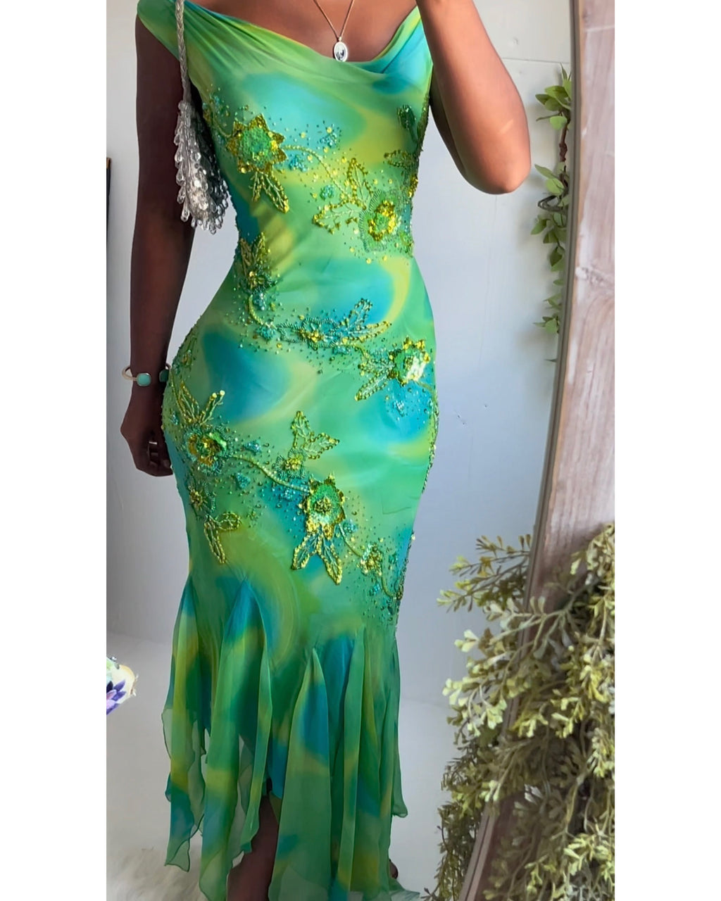 Vintage Psychedelic Silk Beaded Fairy Dress