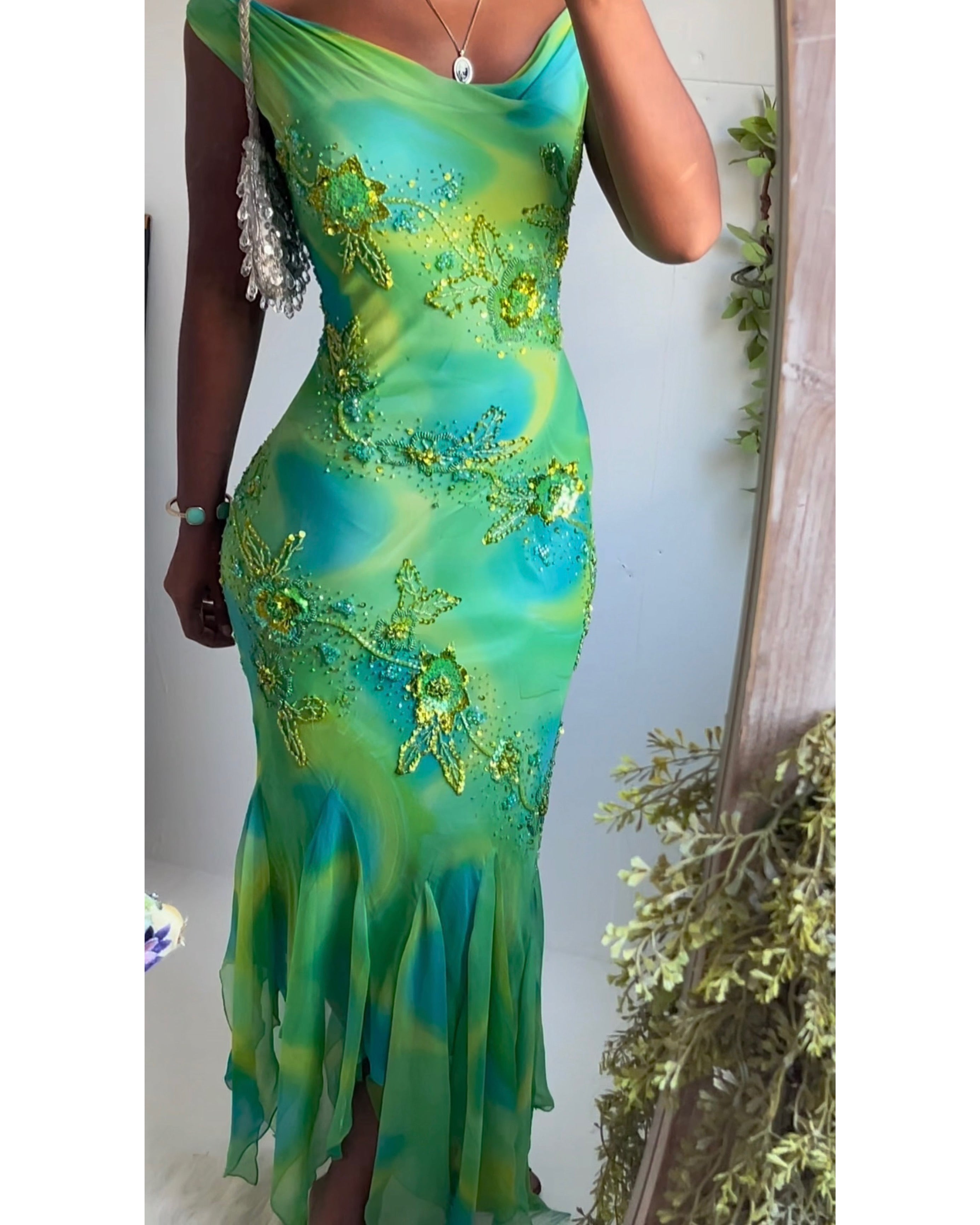 Vintage Psychedelic Silk Beaded Fairy Dress