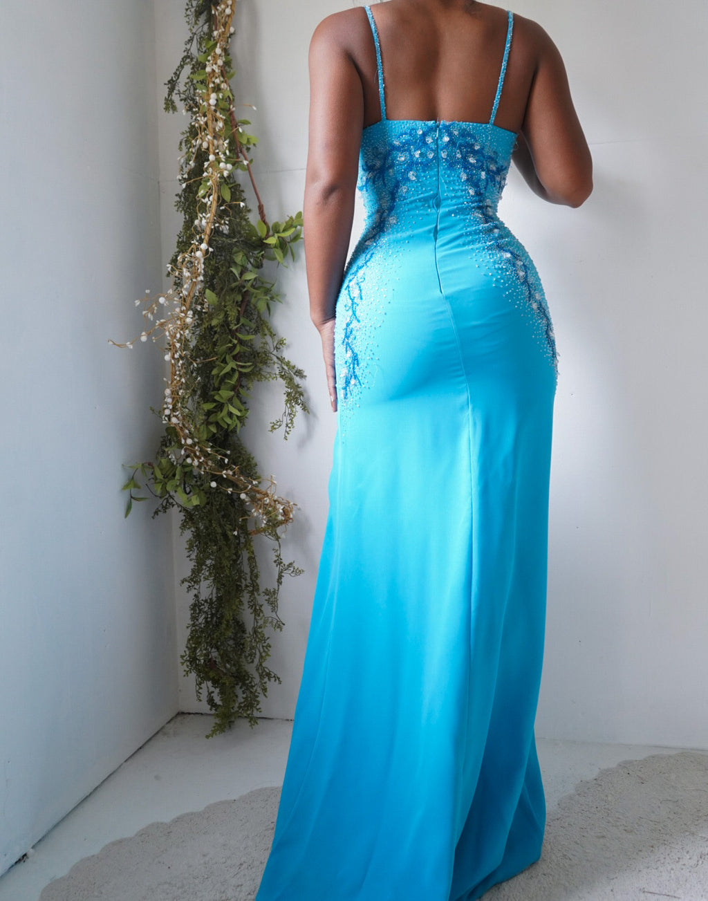 Y2K Turquoise Beaded Jasmine Gown