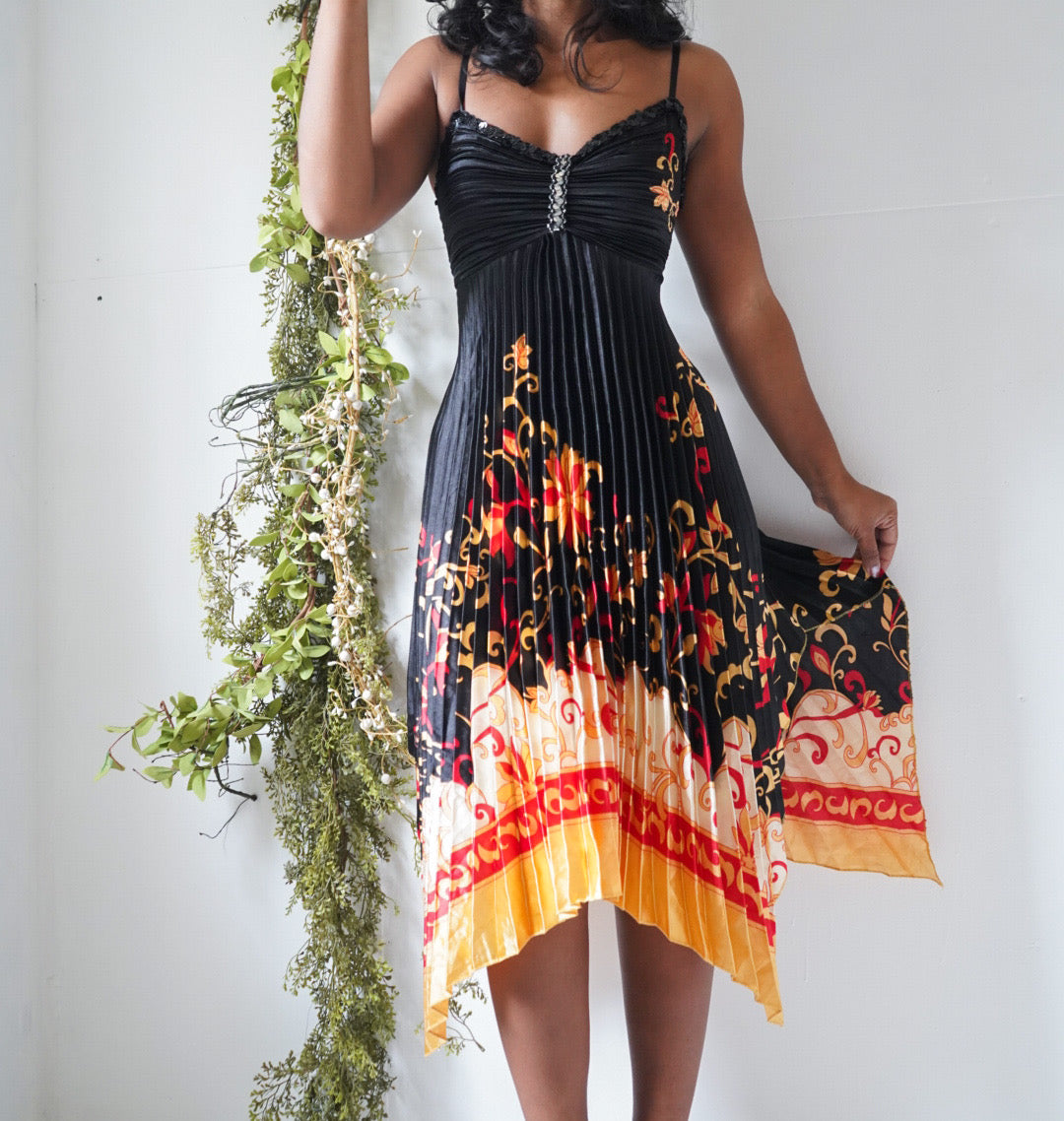 Rare Y2K Satin Pleat Skirt Fairy Dress