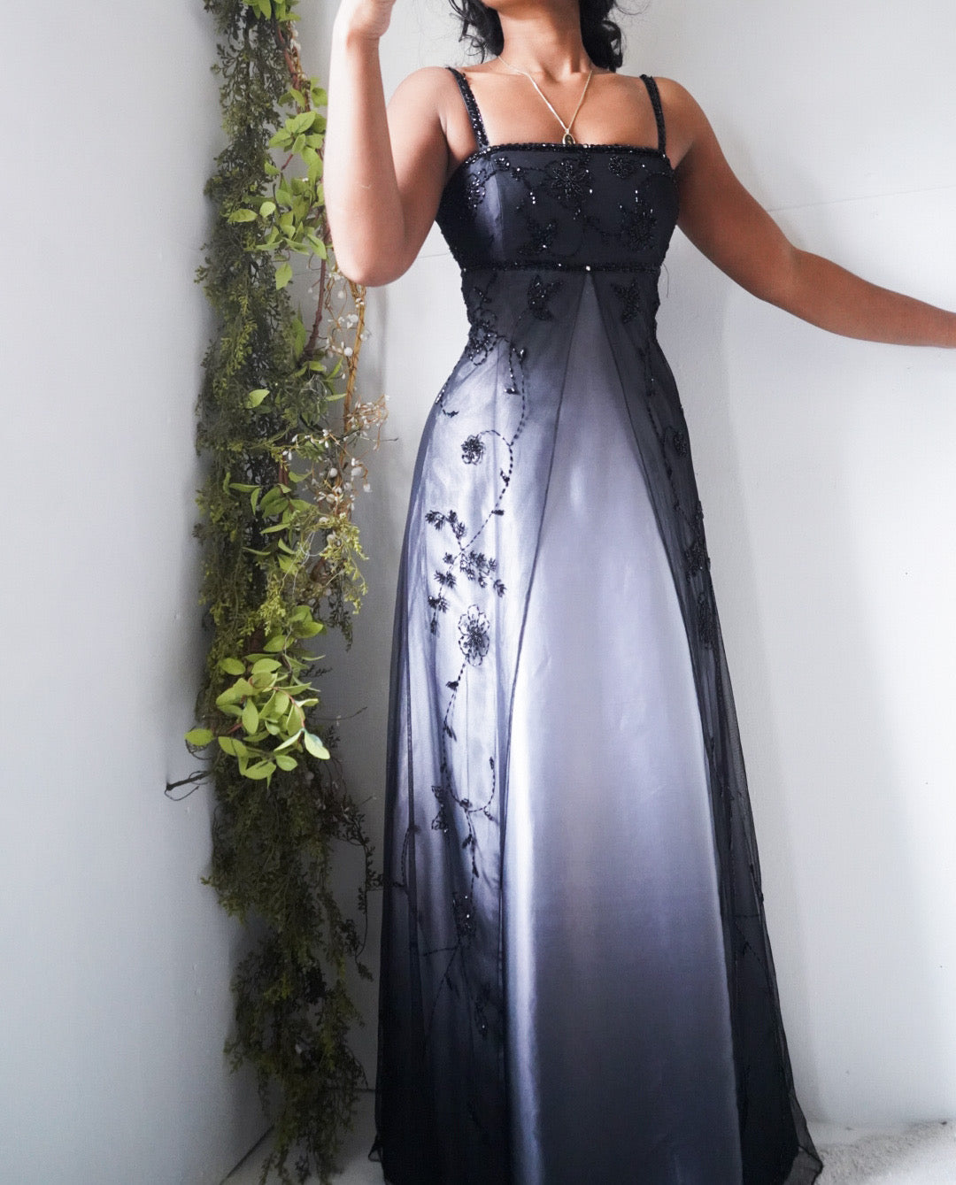 Vintage Y2K Split Front Gradient Beaded Gown