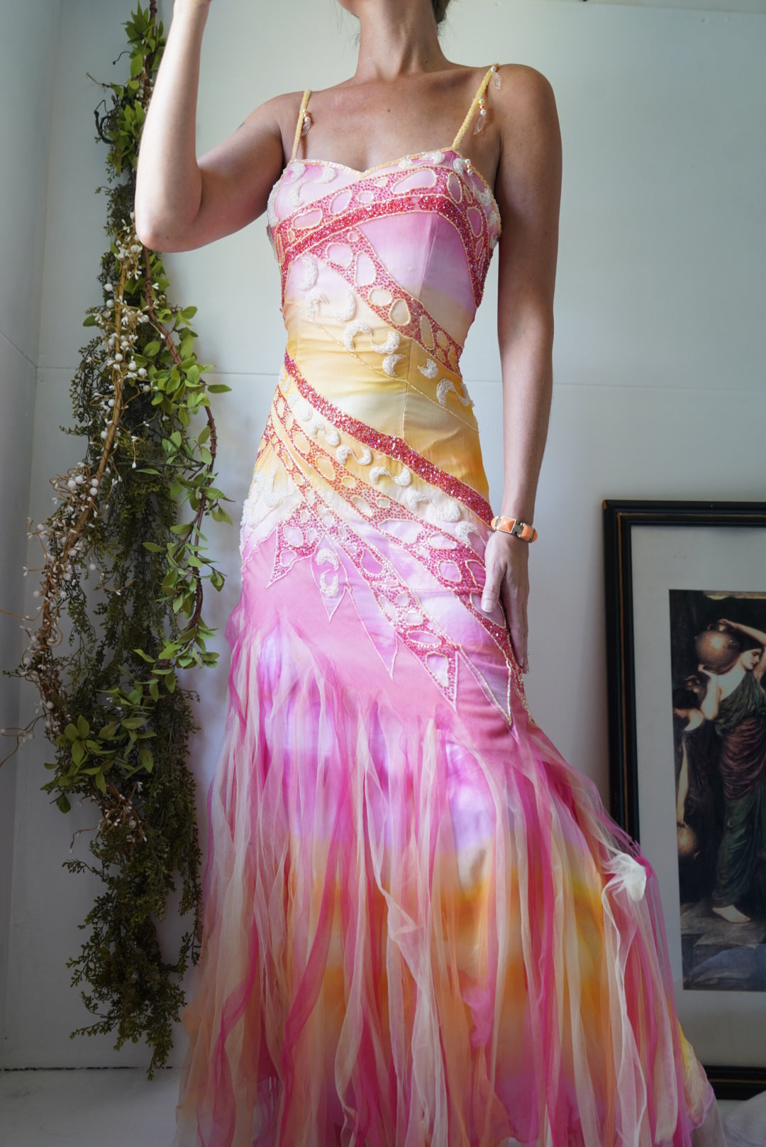 Rare Beaded Cotton Candy Gown