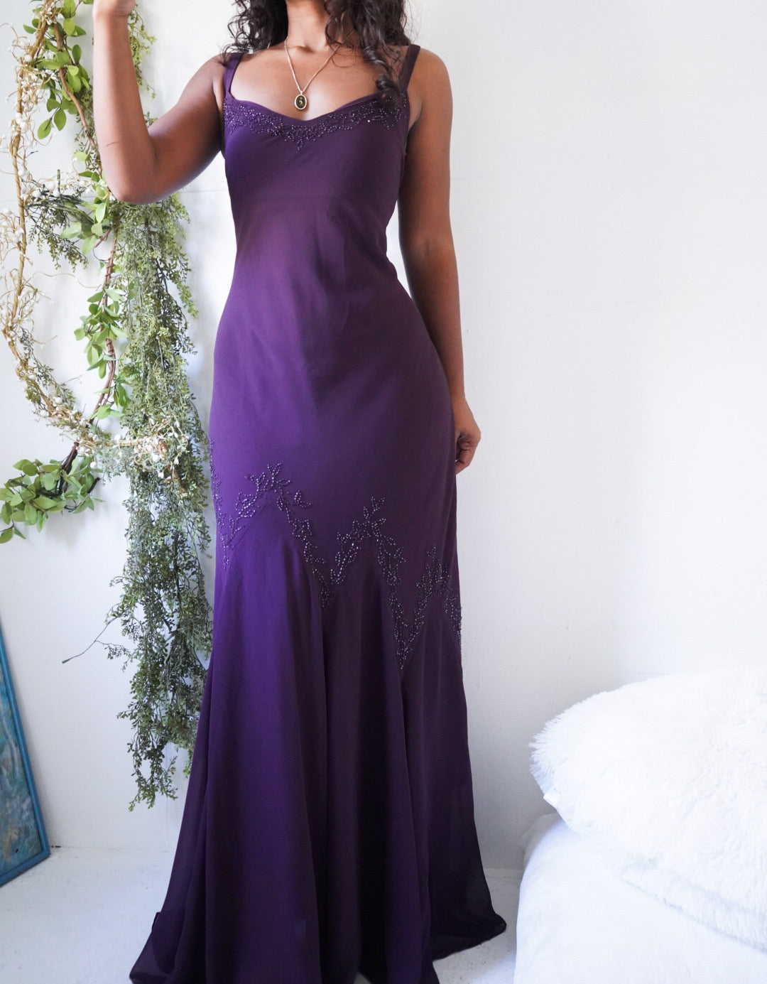 Y2K Purple Beading Detail Gown