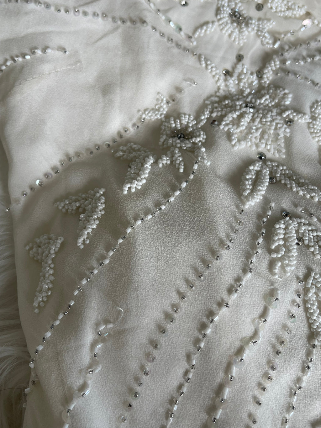 Vintage Y2K Beaded Ivory Silk Gown