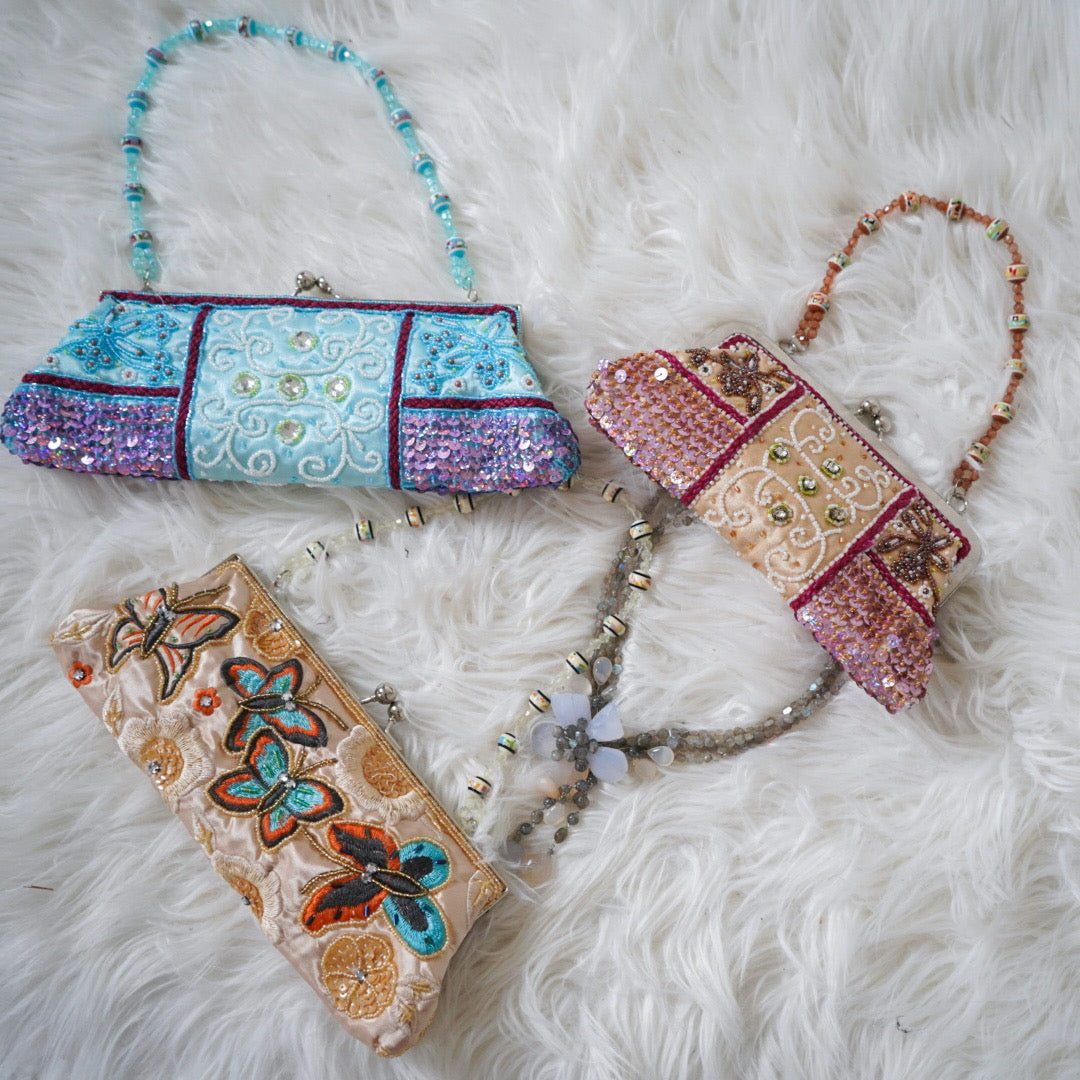 Beaded Blue Patchwork Fairy Clutch