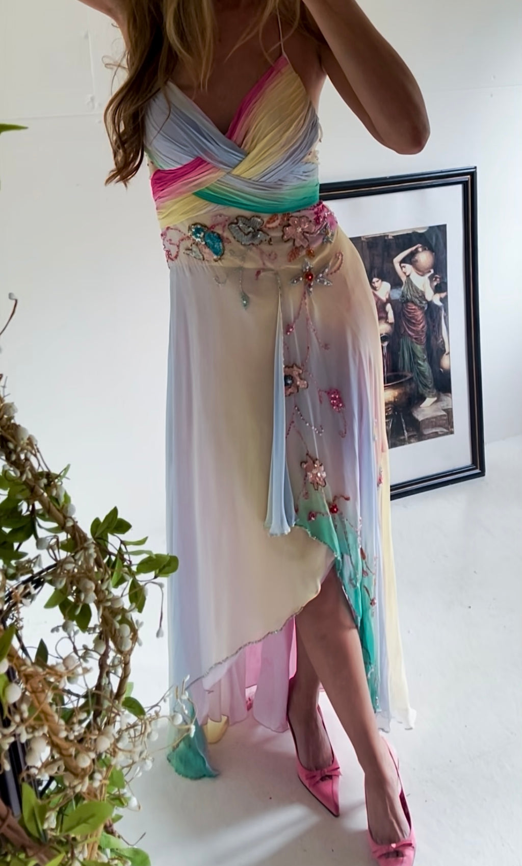 Rare Silk Cotton Candy Fairy Beaded Gown