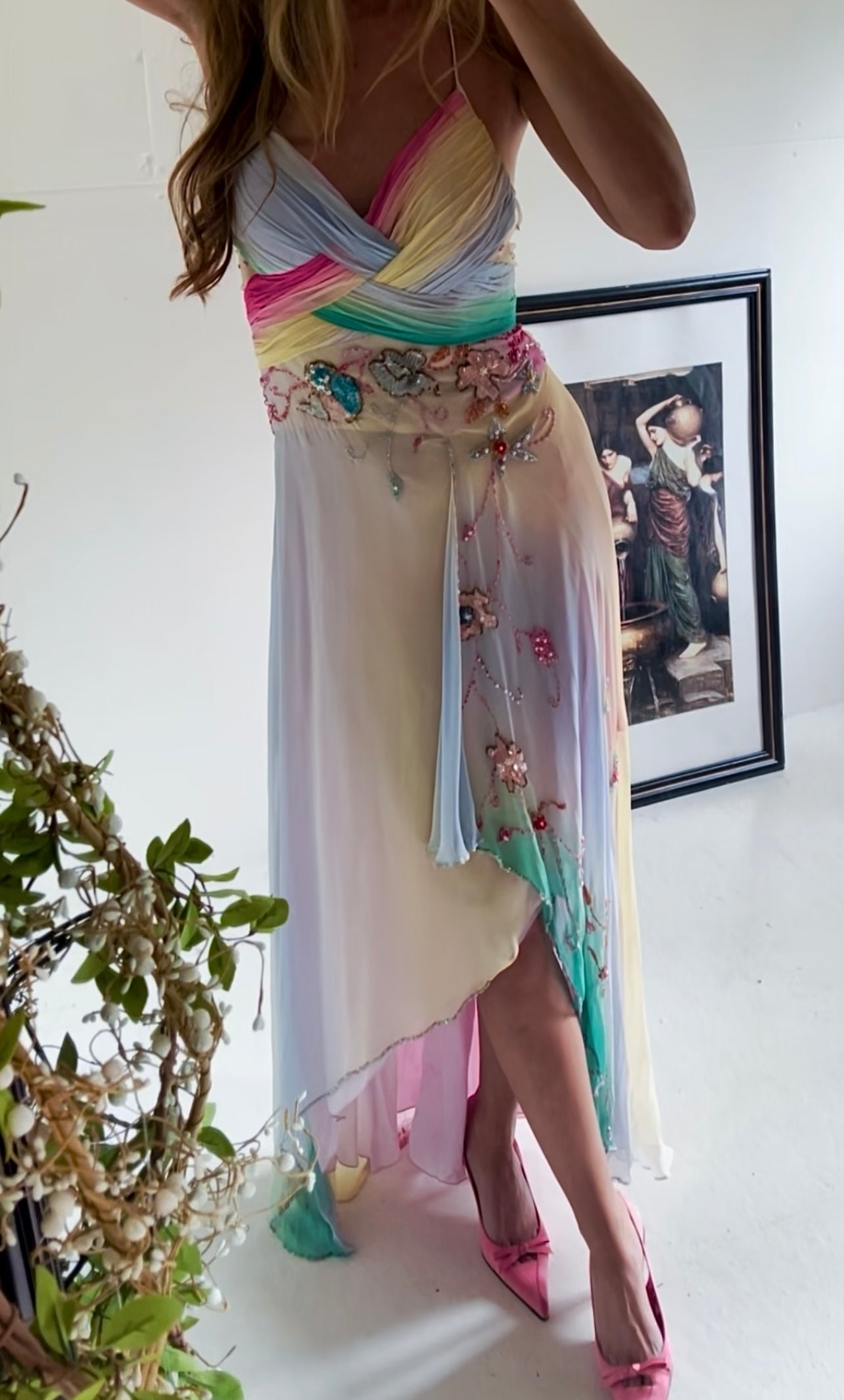 Rare Silk Cotton Candy Fairy Beaded Gown