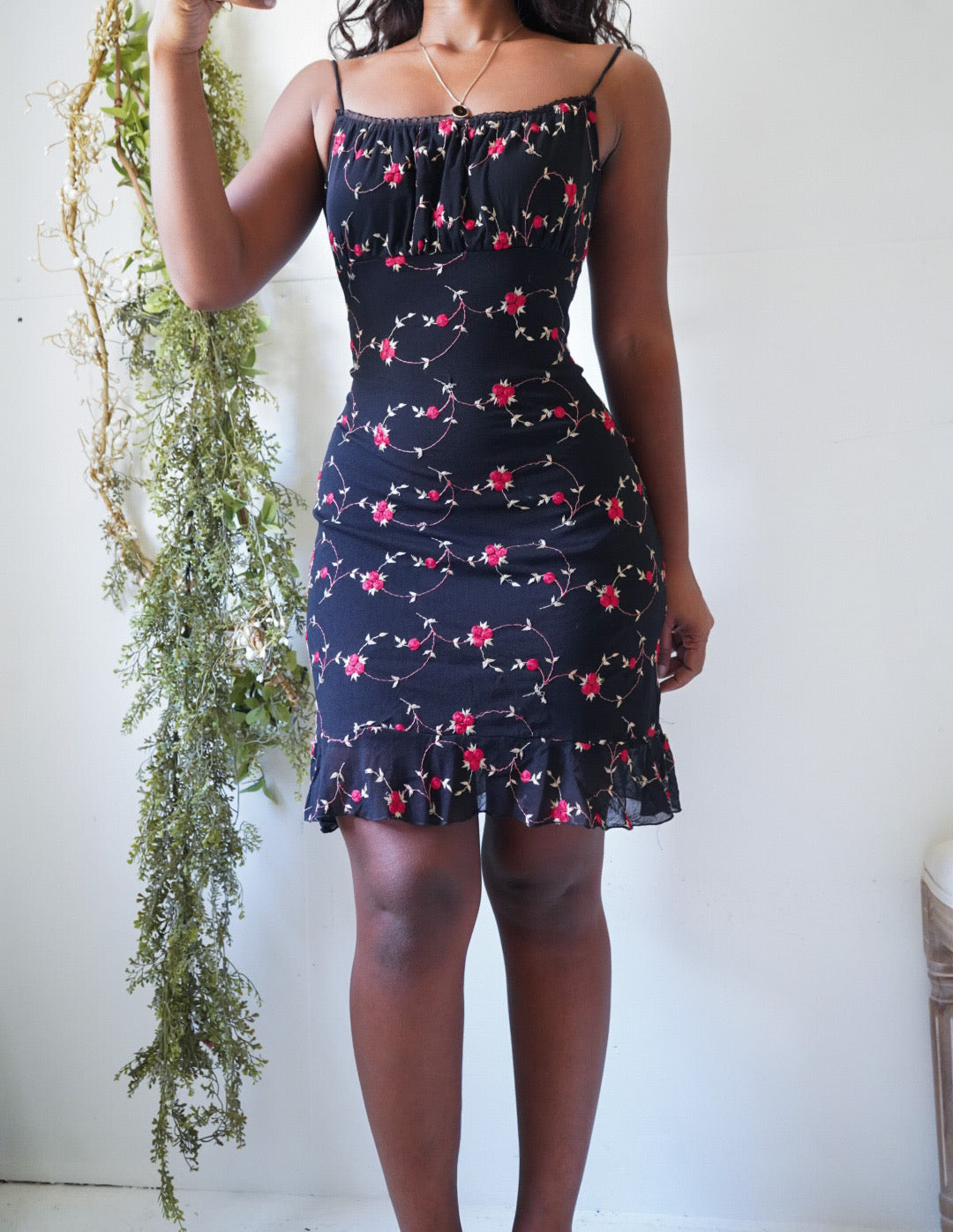 Y2K Embroidered Mesh Milkmaid Dress