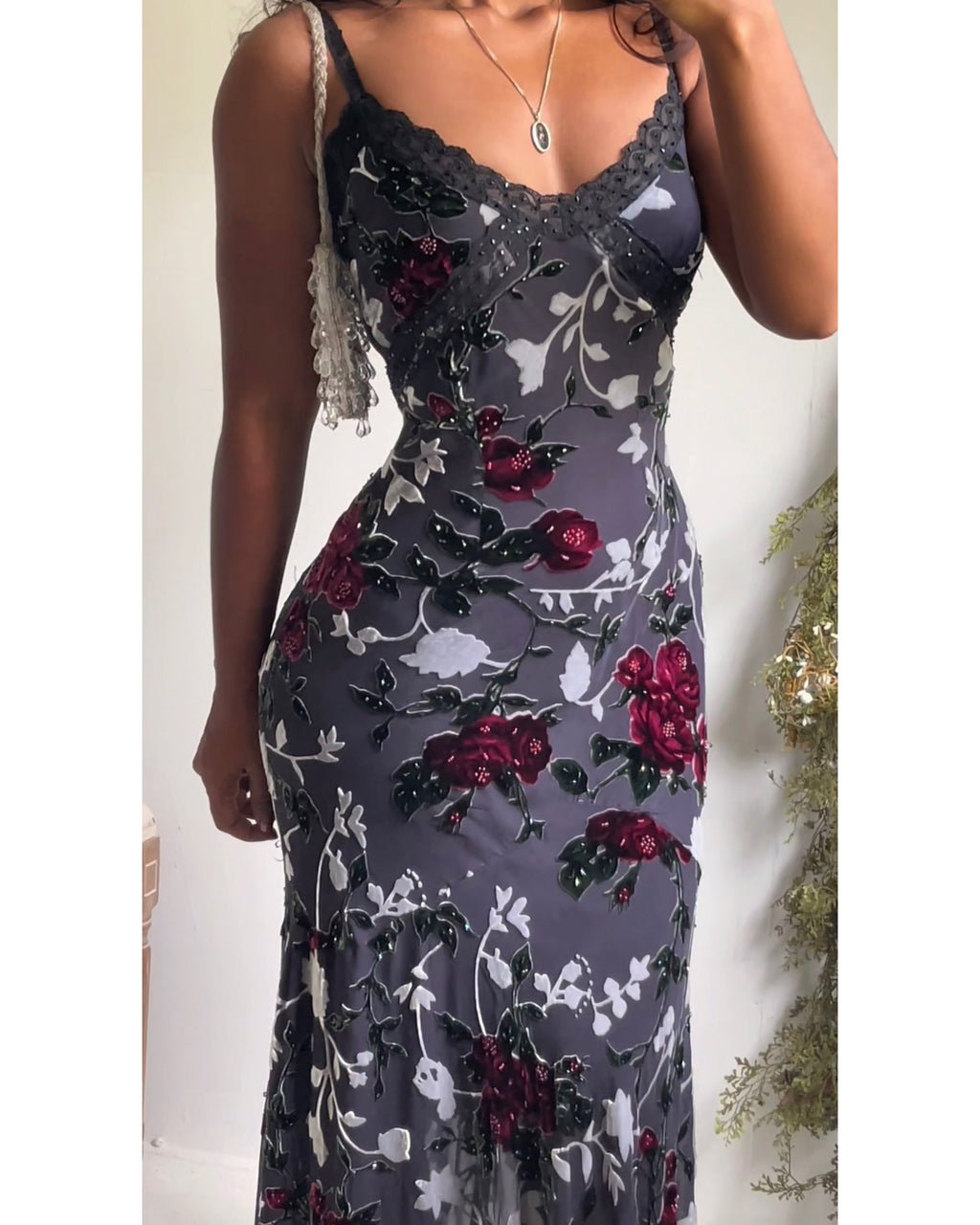 Rare Y2K Burnout Silk Blend Floral Dress