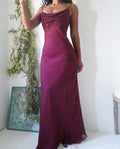 Y2K Iridescent Wine Beaded Gown