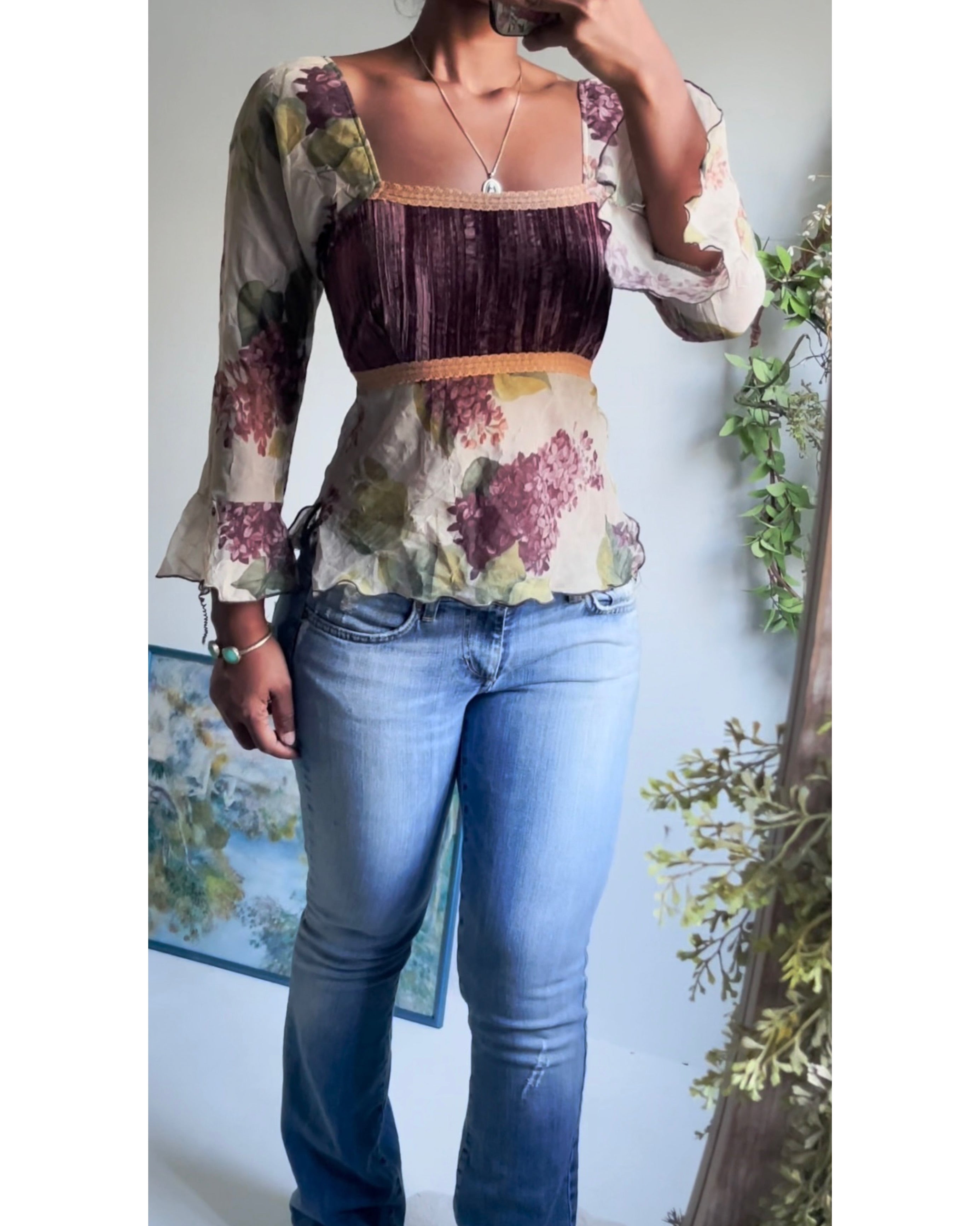 Rare Romanric Floral Babydoll Top