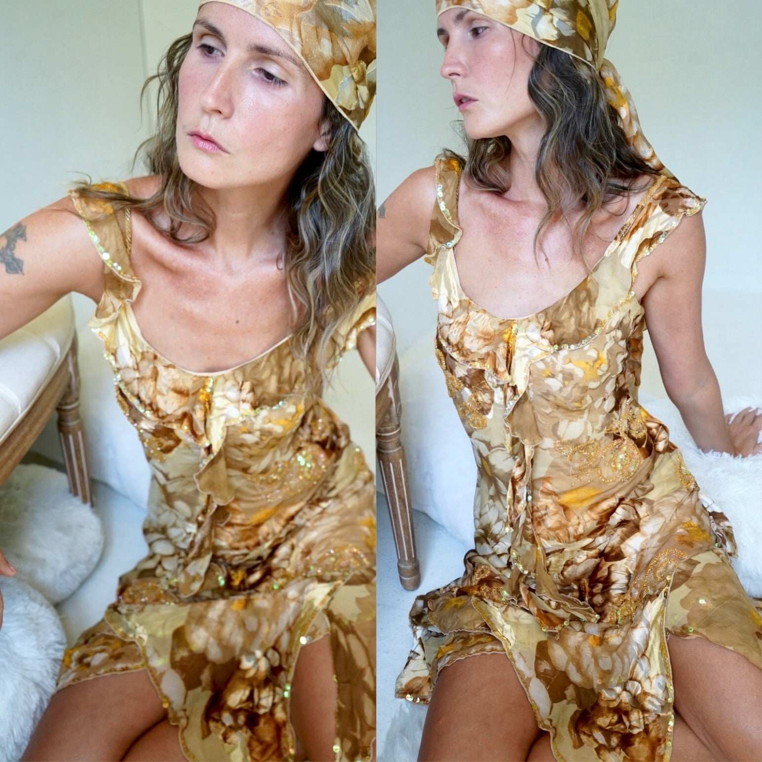 Y2k beaded silk fairy dress