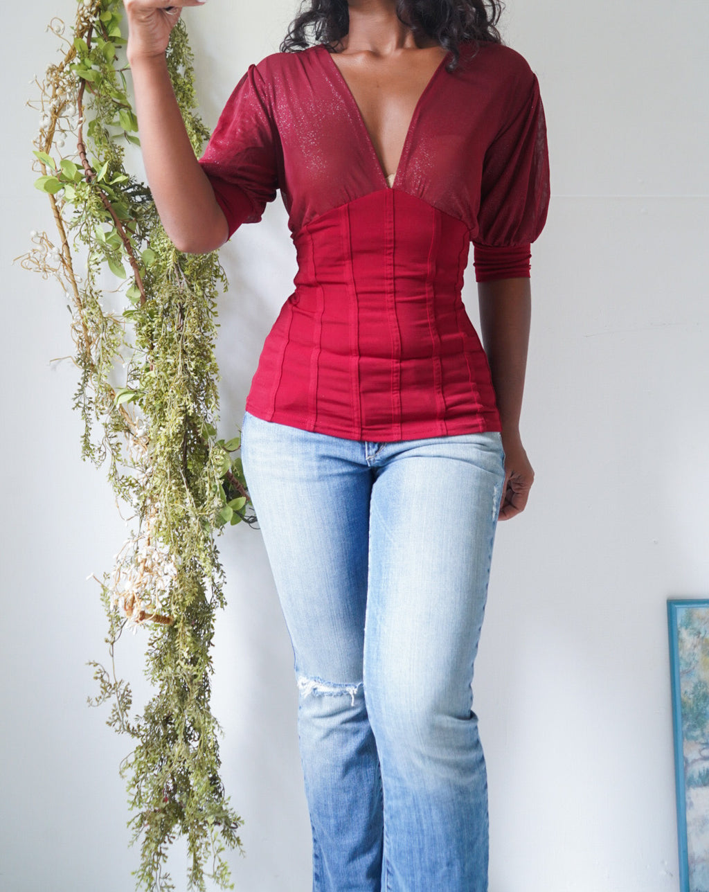 Y2K Cherry Red Corset Style Top