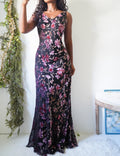 Vintage Y2K Burnout Velvet Floral Gown