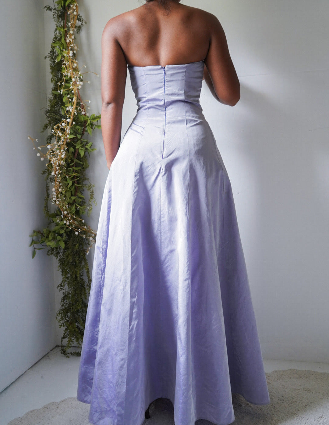 Vintage Y2K Iridescent Lilac Strapless Gown
