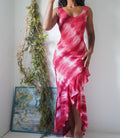 Y2K Tie Dye Glitter Detail Ruffle Hem Dress