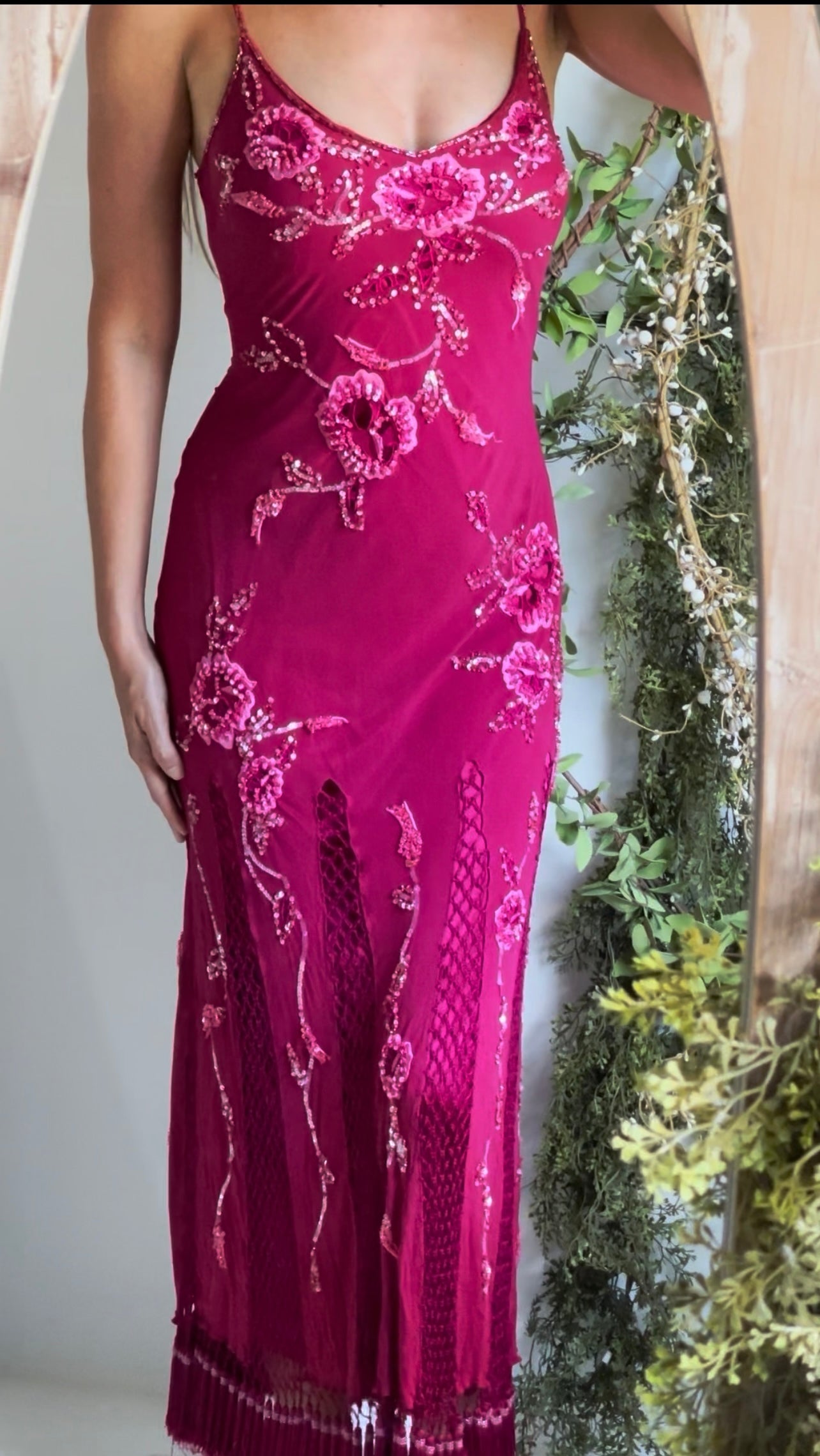Rare Sue Wong Gown With Beading and Crochet Details
