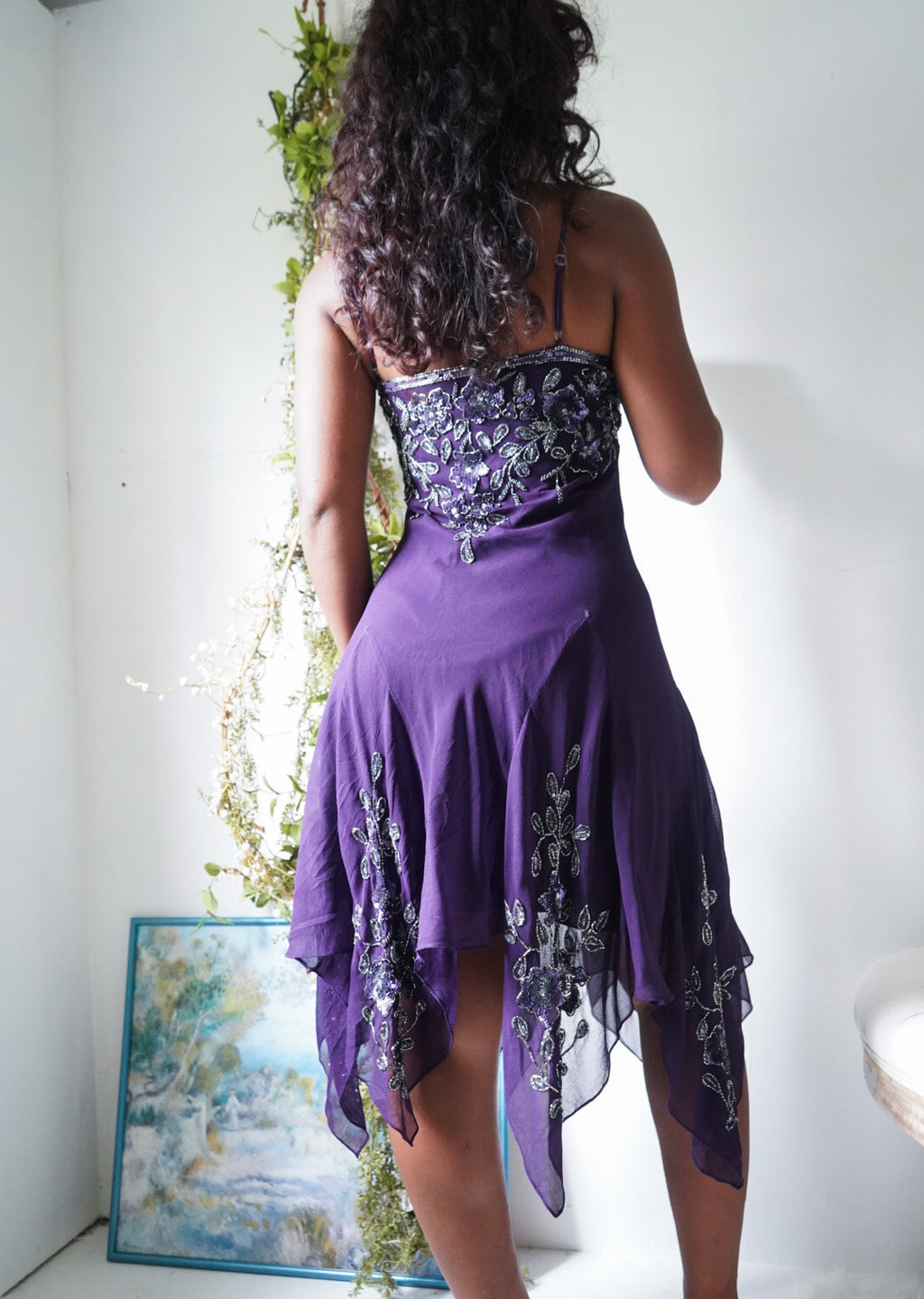 Y2K Beaded Aubergine Fairy Dress